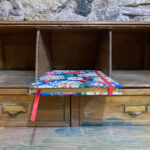 Libreta. Tela japonesa. Estampado floral crisantemos y flores de cerezo.  - Imagen 2