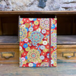Libreta. Tela japonesa. Estampado mandala floral.