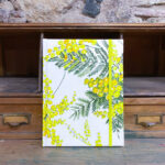 Libreta. Estampado mimosa fondo blanco