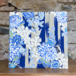 Álbum grande. Tela japonesa. Estampado dalia azul.