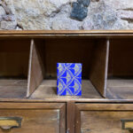 Minibook. Blue paper with golden cranes print.